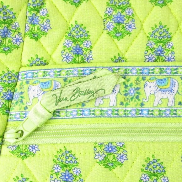 Vera Bradley Quilted Fabric Chartreuse Floral Elephant Shoulder Bag - Picture 3 of 7